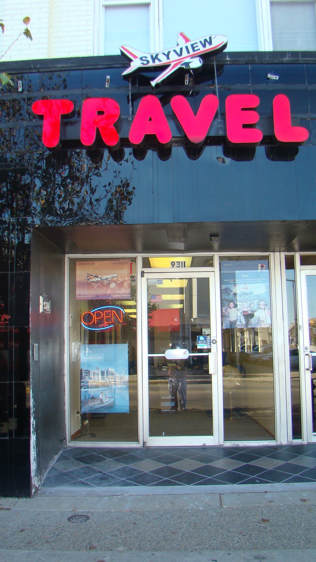 Skyview Travel Agency sign